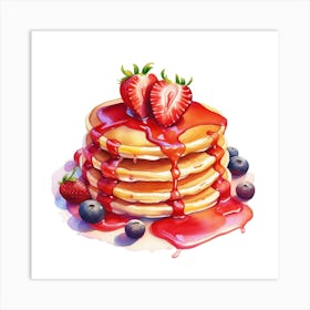 Pancakes With Syrup And Berries Art Print