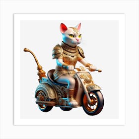 Cat On A Motorcycle 2 Art Print
