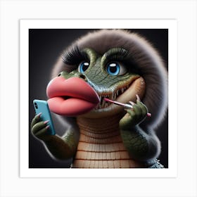 Alligator Brushing Teeth Art Print