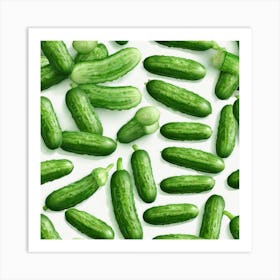 Cucumbers On White Background 2 Art Print