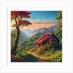 Cottage In The Mountains Art Print