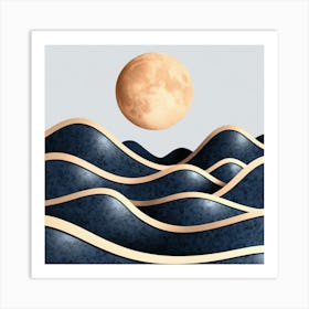 Moon And Waves 73 Art Print