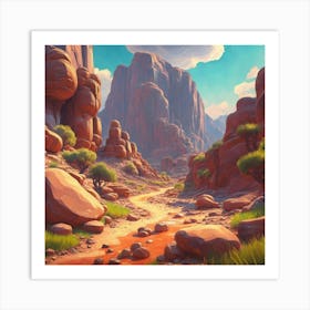 Landscape of valley rocks 6 Art Print