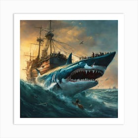 Concept Art Of A Megalodon Full Of Scars (1) Art Print