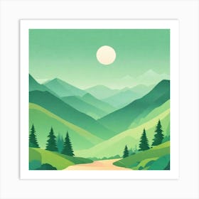 Misty mountains background in green tone 171 Art Print