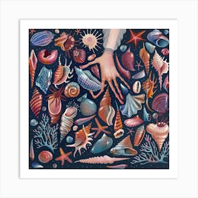Colourful Intricate Sea Shells Art Print