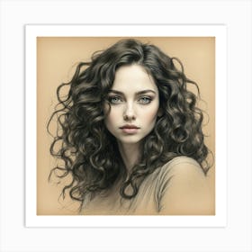 Portrait Of A Woman With Curly Hair 1 Art Print