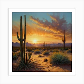 Sunset In The Desert 3 Art Print