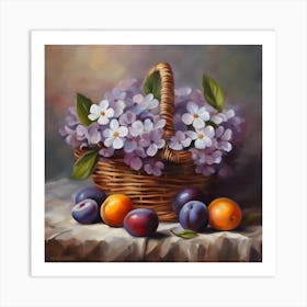 Basket Of Plums Art Print