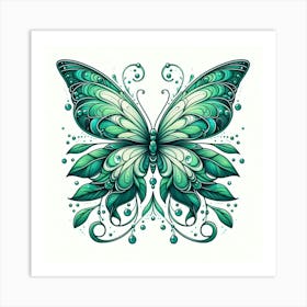 Green Butterfly Art 1 Art Print