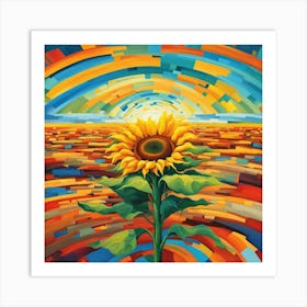 Abstract- sunflower field  Art Print