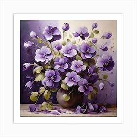 Purple Flowers In A Vase Art Print