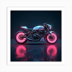 Futuristic Super Bike With Glowing Neon Lines And Plasma Engine 1 Art Print