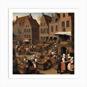 Market In The Old Town Art Print