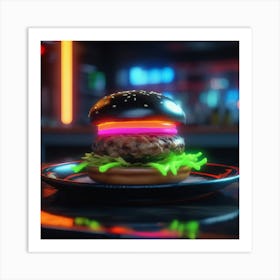 Neon Burger Art Print