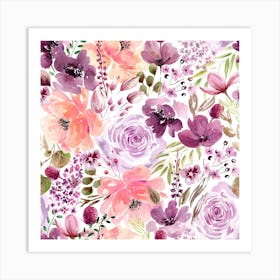 Floral Chaos Pink Art Print