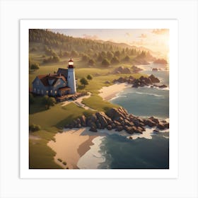 Lighthouse On The Beach Art Print