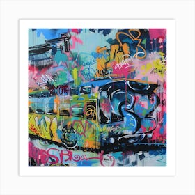 Bus, Graffiti, Street Art, Urban Hues Art Print