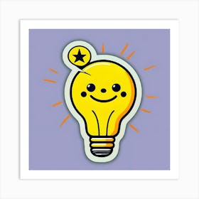 Smiley Light Bulb Art Print