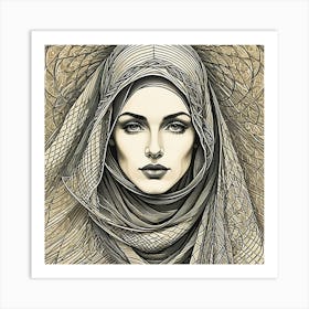 Muslim Woman In Head Scarf Art Print