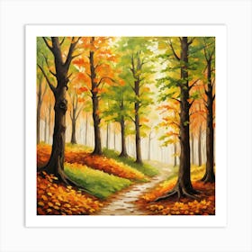 Forest In Autumn In Minimalist Style Square Composition 152 Art Print