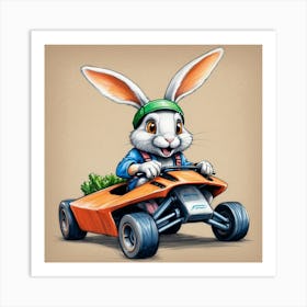 Bunny In A Car 1 Art Print