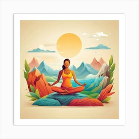 Yoga Woman In Lotus Position Art Painting Art Print