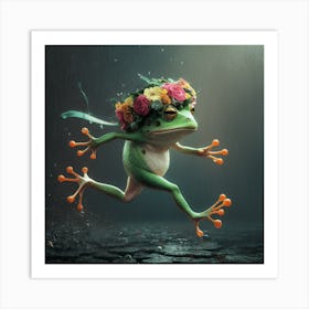 Frog In The Rain Art Print