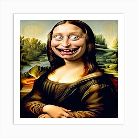 Crazy Mona Lisa Art Print