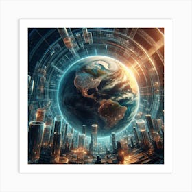 Futuristic Earth In The City Art Print