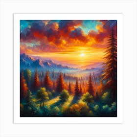 Sunset In The Mountains 1 Art Print