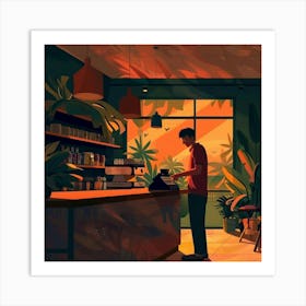 Coffee Shop Illustration 1 Art Print