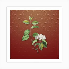 Vintage Black Haw Botanical on Falu Red Pattern n.0693 Art Print