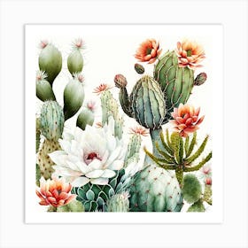 Flowering Cacti C Art Print