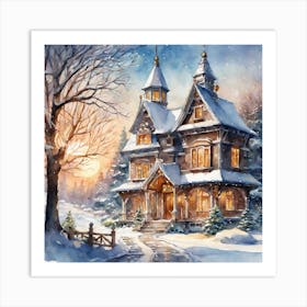 Victorian House In Winter Art Print