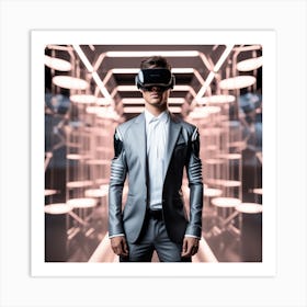 Futuristic Man In Vr Glasses Art Print