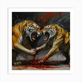 Two Tigers Fighting 1 Art Print