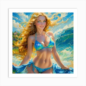 Girl In A Bikini dgn Art Print