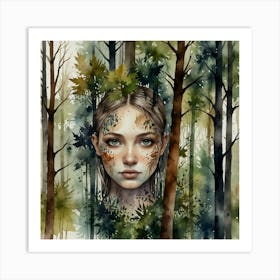 Girl In The Forest Art Print