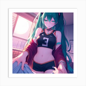 Sports night with Miku Art Print