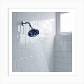 Bathroom With A Shower Head Art Print