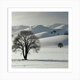 Lone Tree In Snow Art Print