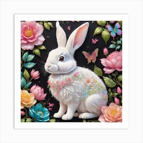 Rabbit Adorned With Flowers Art Print