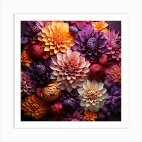 Paper Flowers On A Dark Background 2 Art Print