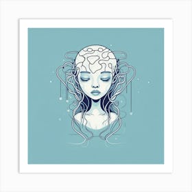 Woman With A Brain 4 Art Print