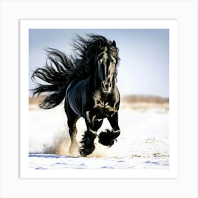 Wild Friesian - Black Horse Freedom Art Print