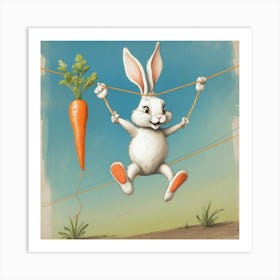 Bunny On A Rope Art Print