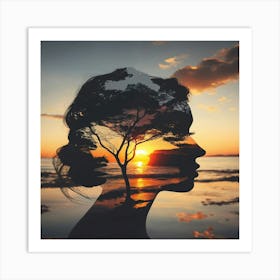 Sunset Portrait Of A Woman Art Print