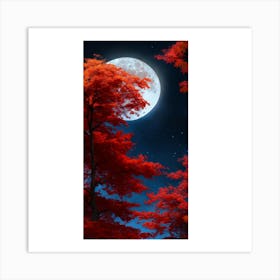 Full Moon Over Trees Art Print