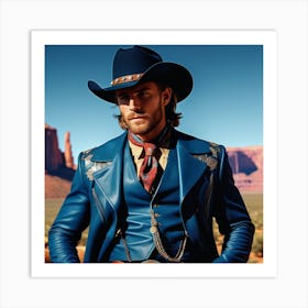 Cowboy In Blue Suit Art Print
